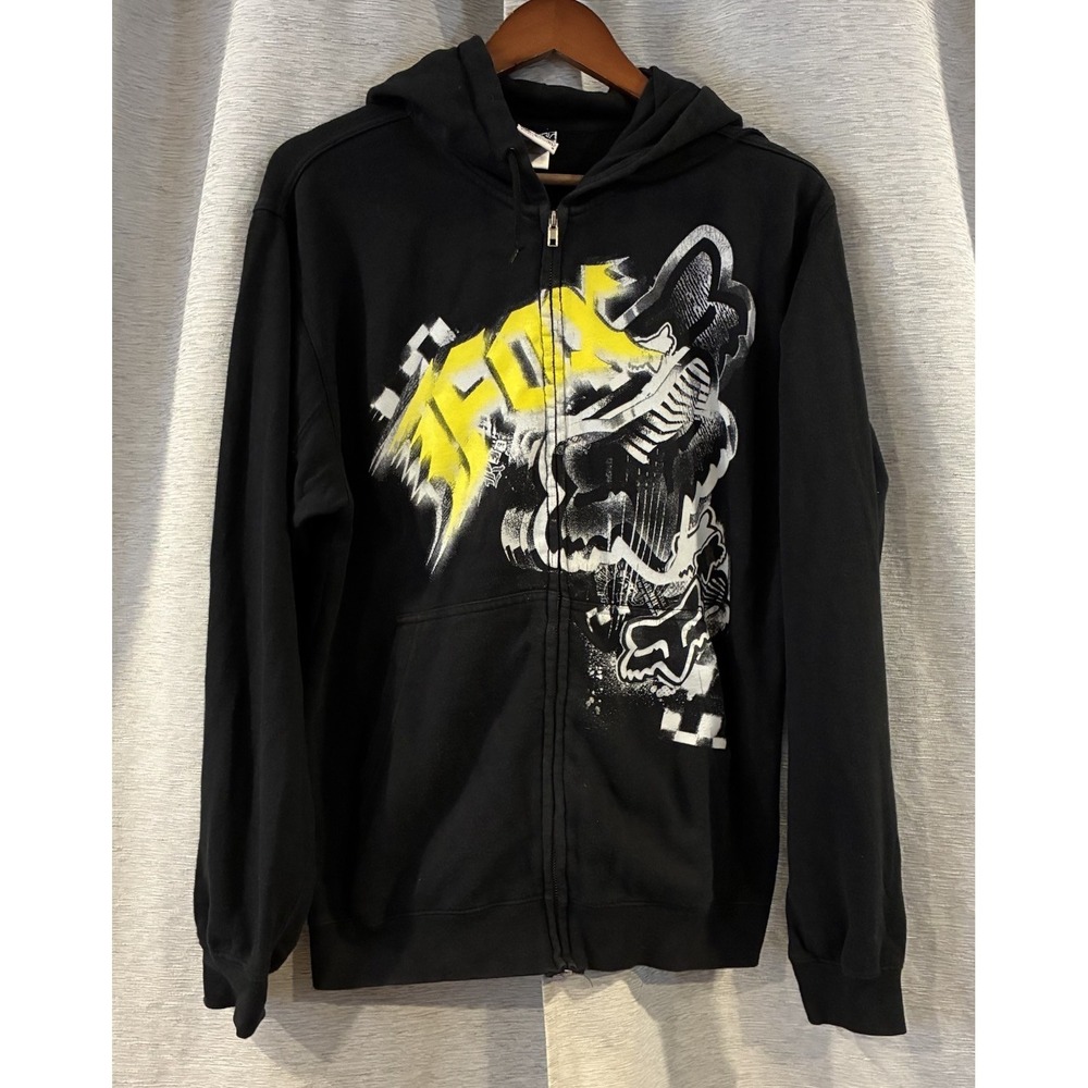Vtg Y2K Fox‎ Racing Zip Up Hoodie Mens Small Skate Grunge 2000s